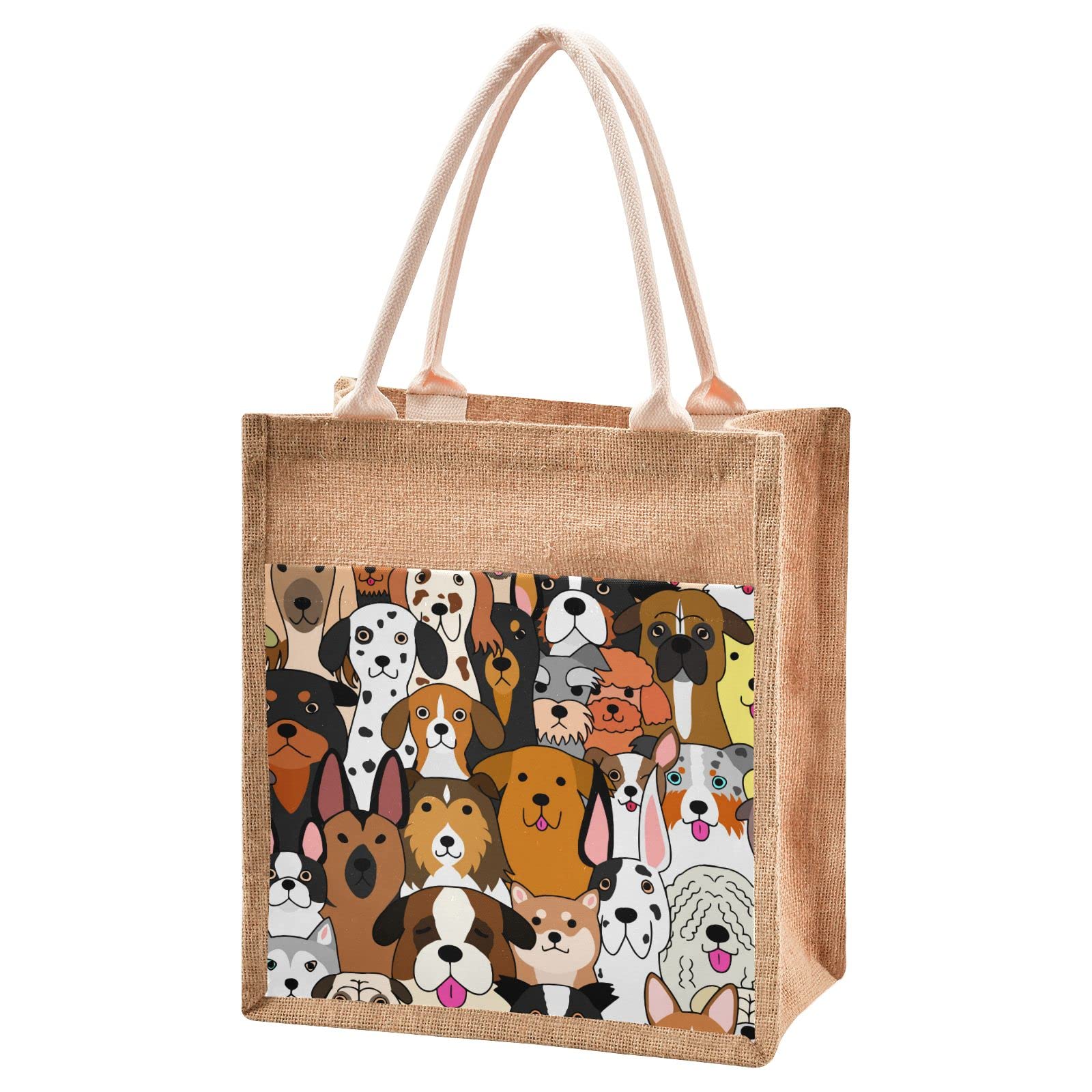 FRMG Women's Jute Tote Bag with Zipper - Printed Large Beach Bag for Work, Travel & Shopping - Eco-Friendly DIY Handbag for Everyday Use