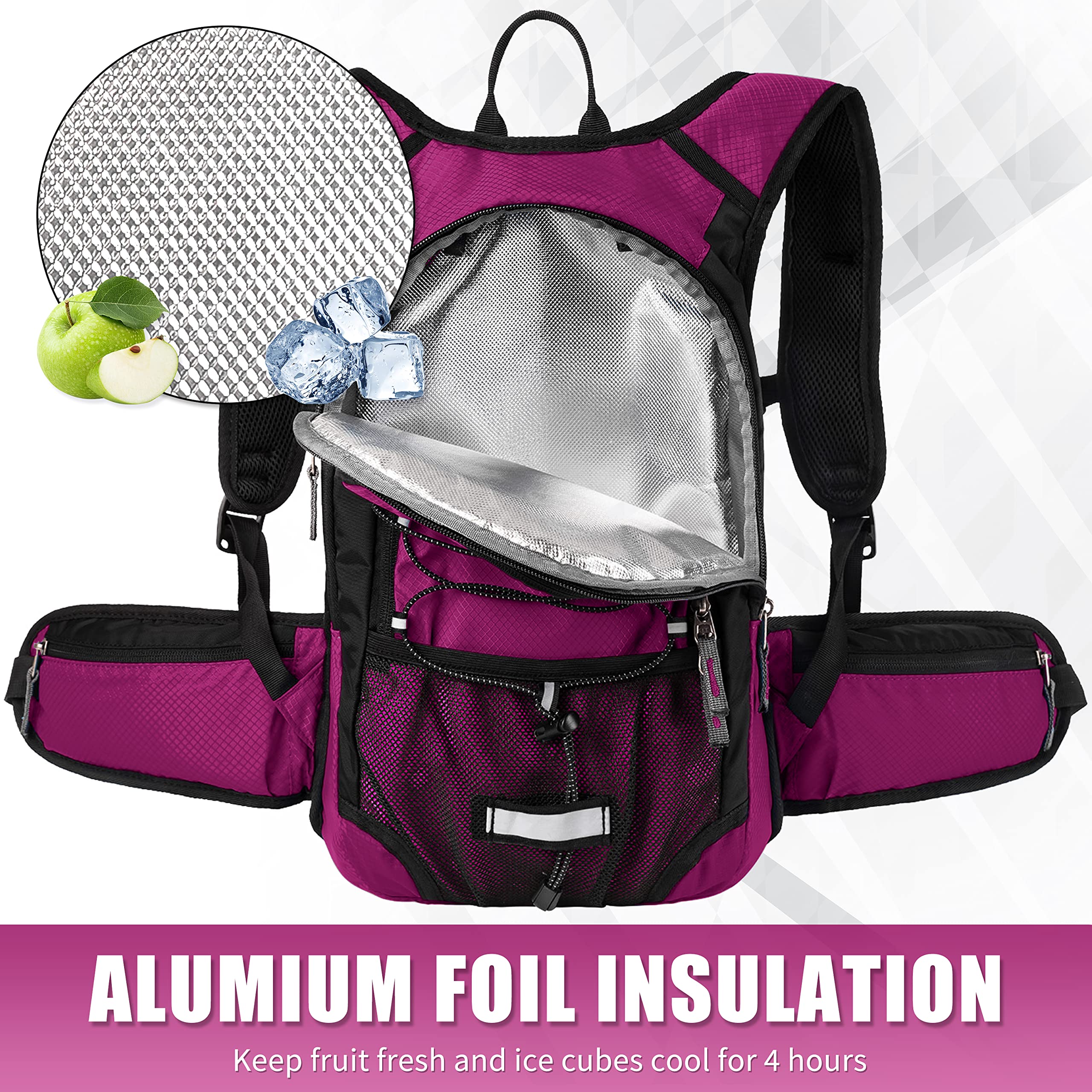 Miracol Insulated 2L Hydration Pack - Lightweight Hiking Water Backpack with Leak-Proof Bladder for Outdoor Adventures and Trail Running