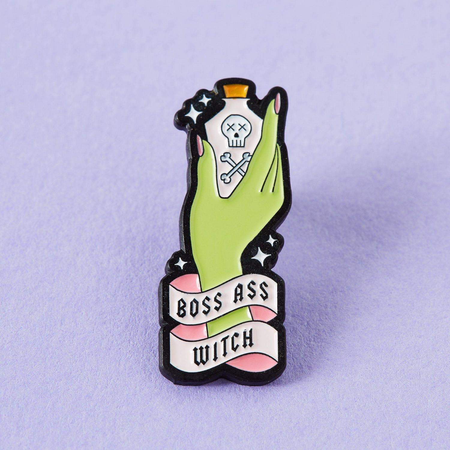 Boss Ass Witch Enamel Pin - Gothic Jewelry for Women, Unique Badge for Jackets & Bags - Perfect for Halloween, Witch Lovers & Alternative Fashion Accessories