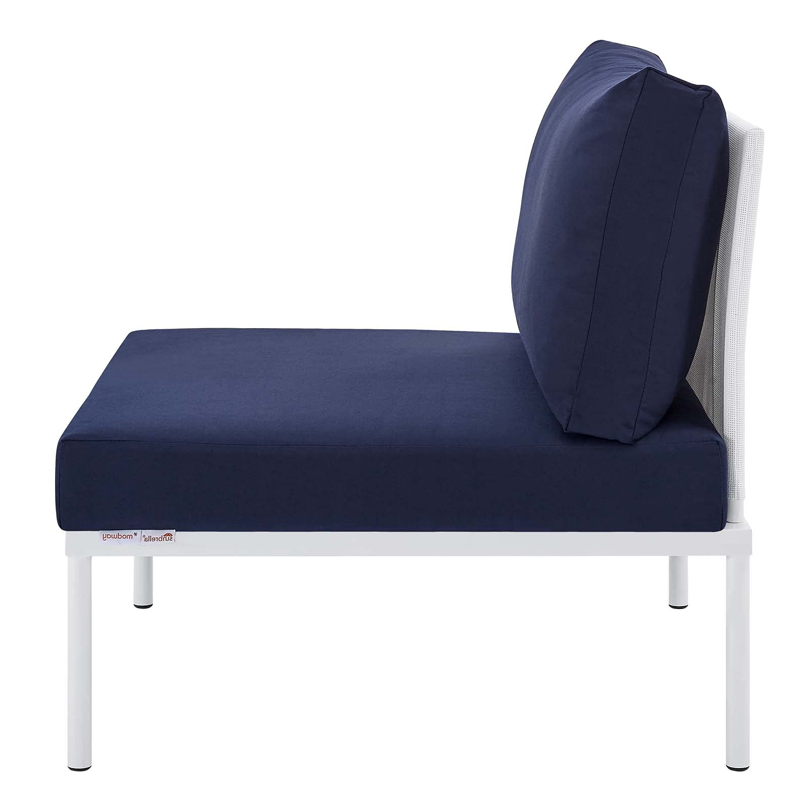 Modern Outdoor Lounge Sectional Sofa Set with Chair & Table - Aluminum Frame in White, Blue & Navy - Perfect for Patio, Garden & Poolside Relaxation