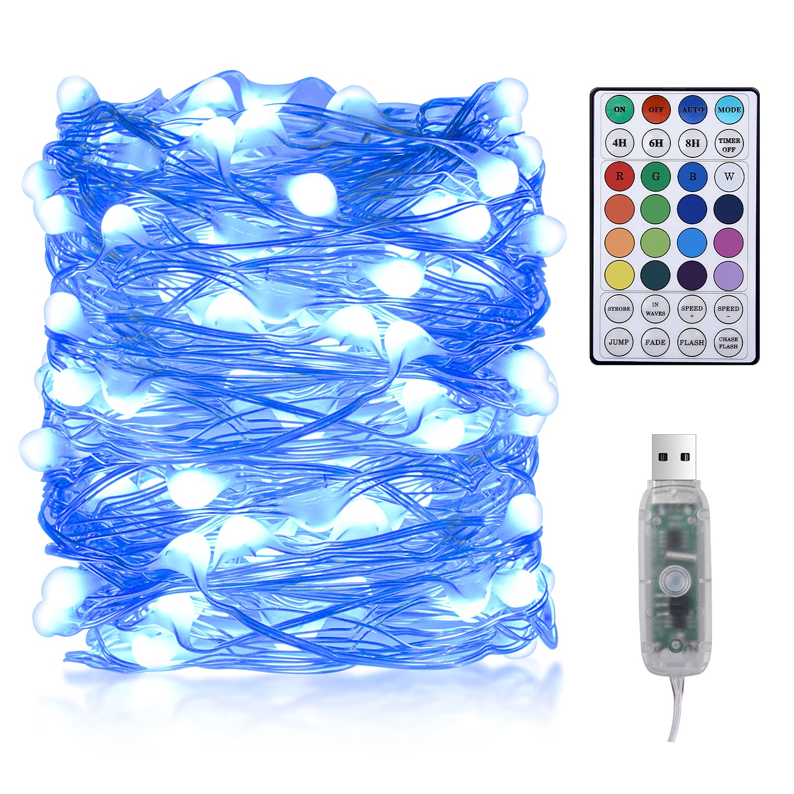 Chalpr 33 Ft USB Fairy Lights with Remote - 100 LED Color Changing Waterproof String Lights for Christmas, Bedroom, Wedding, Party & Outdoor Decor | Perfect for Indoor & Outdoor Lighting, Patio, Garden, Holiday Decorations