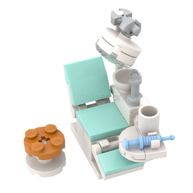 LEGO Dentist Chair Set with Reclining Seat, Sink & Syringe - MiniMOC Building Kit for Kids & Adults | Perfect for Dental Office Role Play & Educational STEM Toys Collection