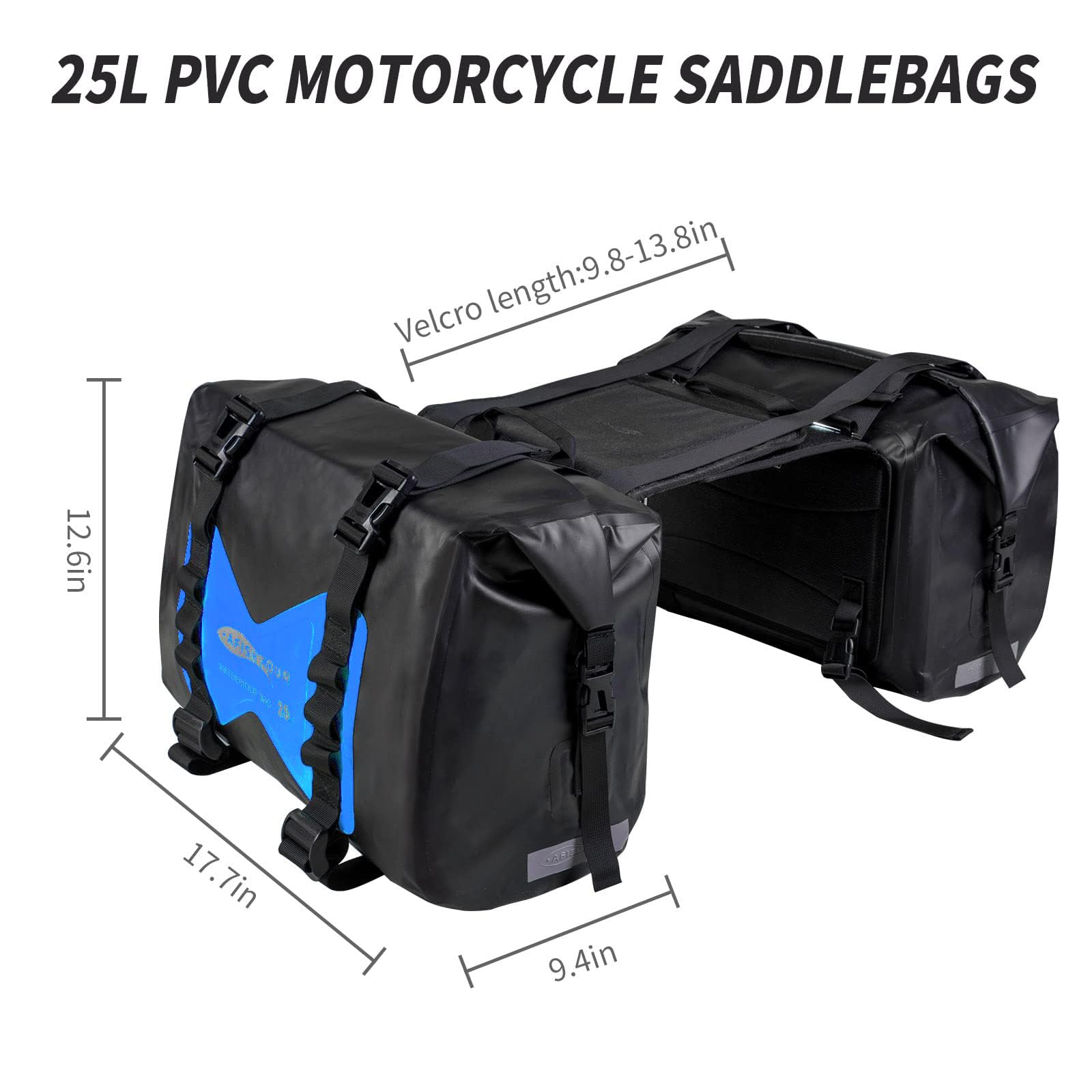 Waterproof Motorcycle Saddlebags 50L - Detachable Motorcycle Luggage Bags for Travel - Durable Panniers Bags for Scooter, Honda, Suzuki, Yamaha (Blue, 2 Pack) - Perfect for Long Distance Riding & Adventure Trips