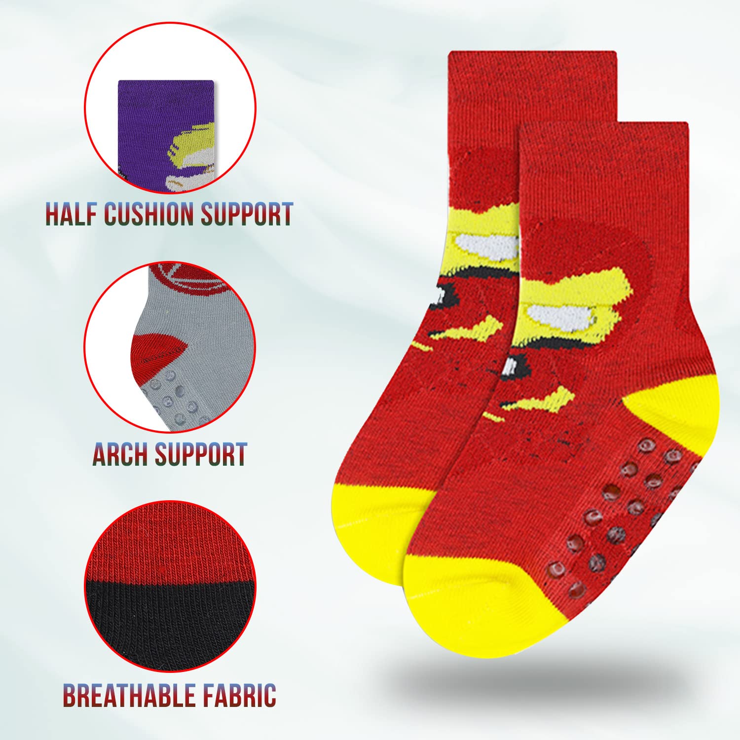 Spider-Man Grip Socks for Toddler Boys - 10 Pack Non-Slip Socks with Spider Web Design - Perfect for Playtime, Crawling & Indoor Activities