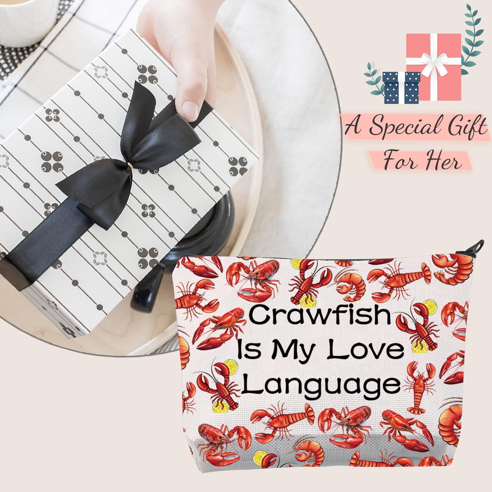 Funny Lobster Makeup Bag with Zipper - Perfect Crawfish Lover Gift for Foodies & Seafood Enthusiasts - Great for Travel, Beach Trips & Everyday Use