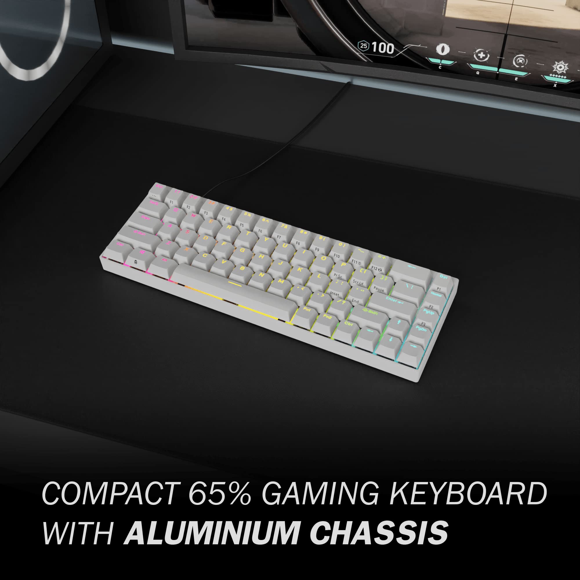DURGOD Hades 68 RGB Mechanical Keyboard - 65% Compact, PBT Keycaps for Gaming & Office
