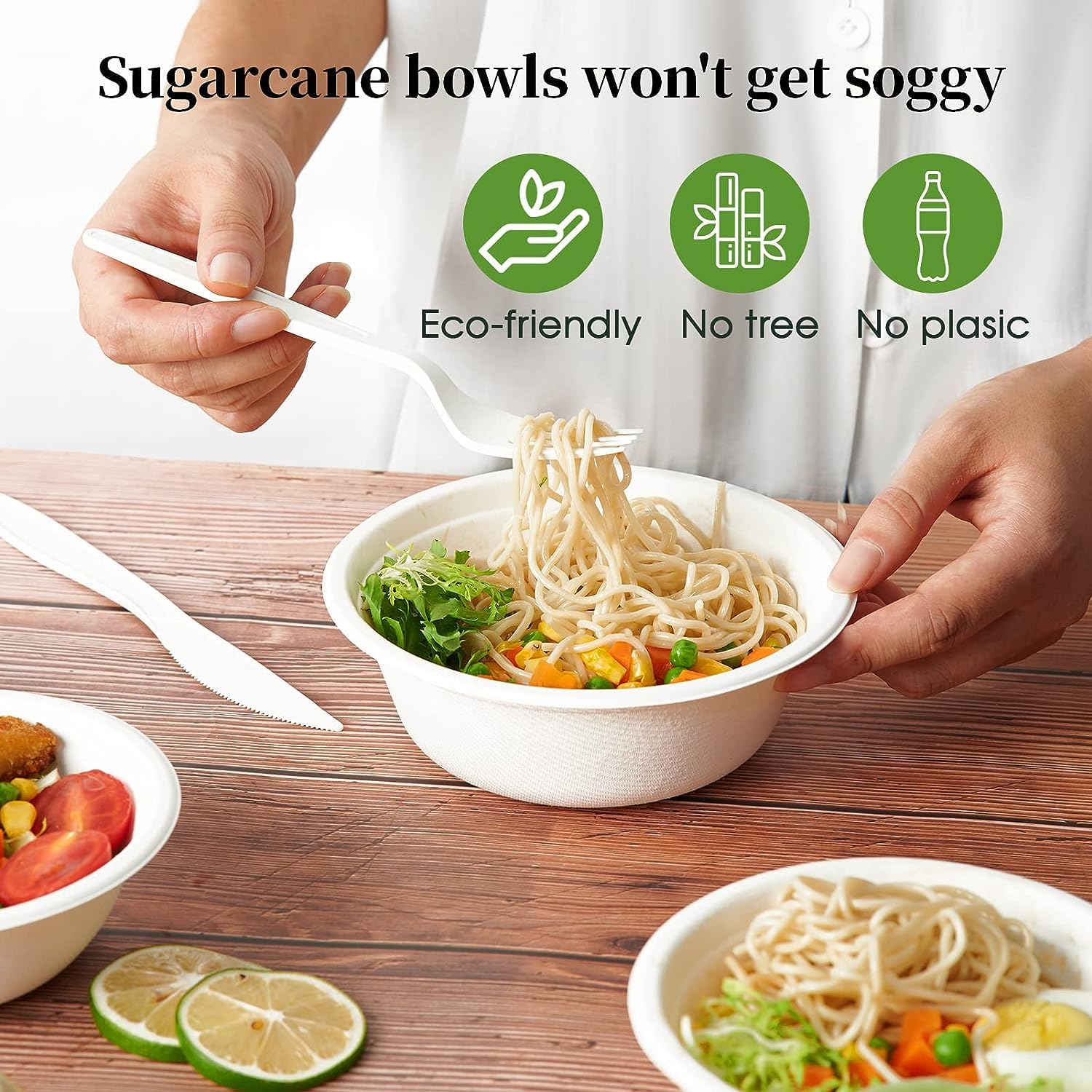 Eco-Friendly 180ml Disposable Paper Bowls - 50 Pack Biodegradable Round White Serving Bowls for Snacks, Dinner, Parties, Weddings & Birthdays | Perfect for Catering, Picnics & Outdoor Events