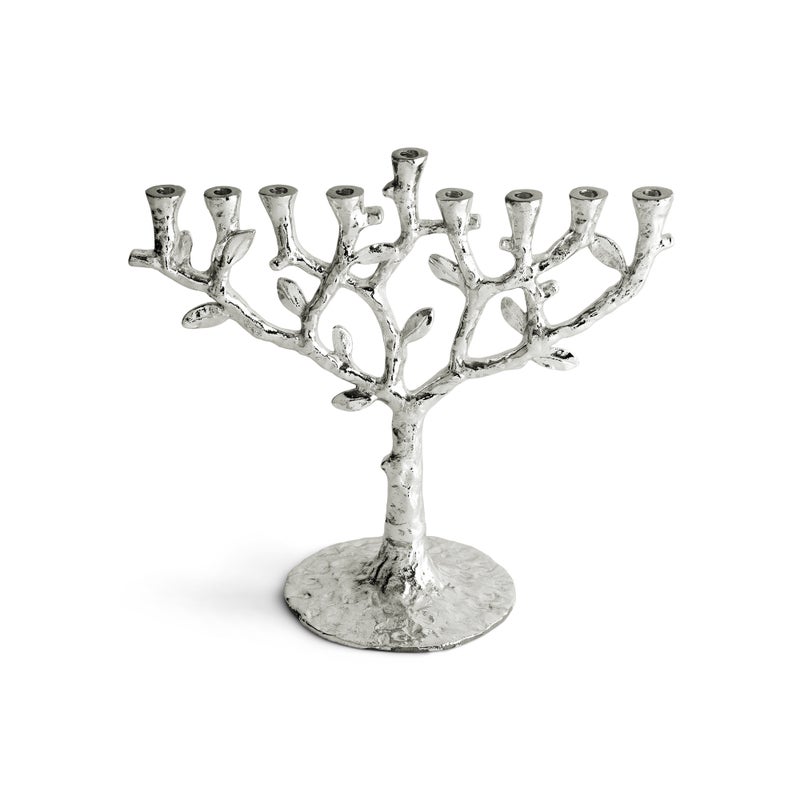 Tree of Life Menorah - Elegant Hanukkah Candle Holder for Jewish Holiday Decor & Home Celebration