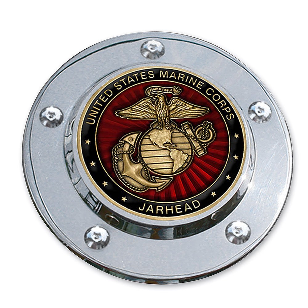 Marine Jarhead Harley Timing Cover Coin Mount Set - Chrome Plated Motorcycle Accessory for Harley Davidson - Perfect for Biker Gifts & Custom Bike Builds