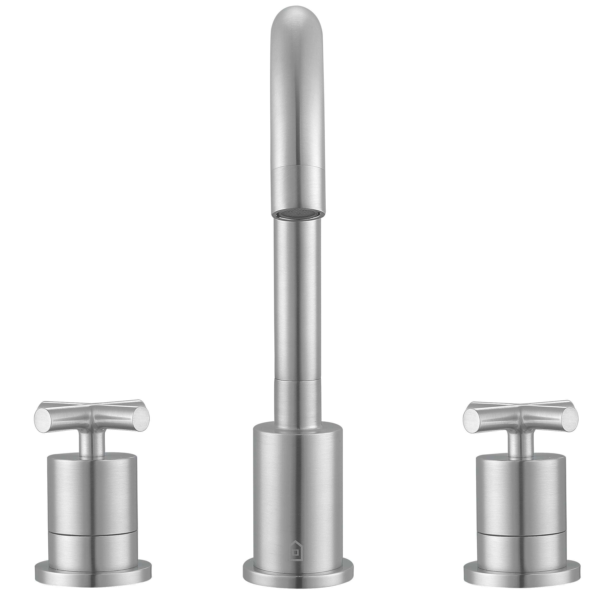 Ancona Ava Series Widespread Bathroom Sink Faucet with Cross Handles in Brushed Nickel Finish - Perfect for Modern Vanities and Powder Rooms