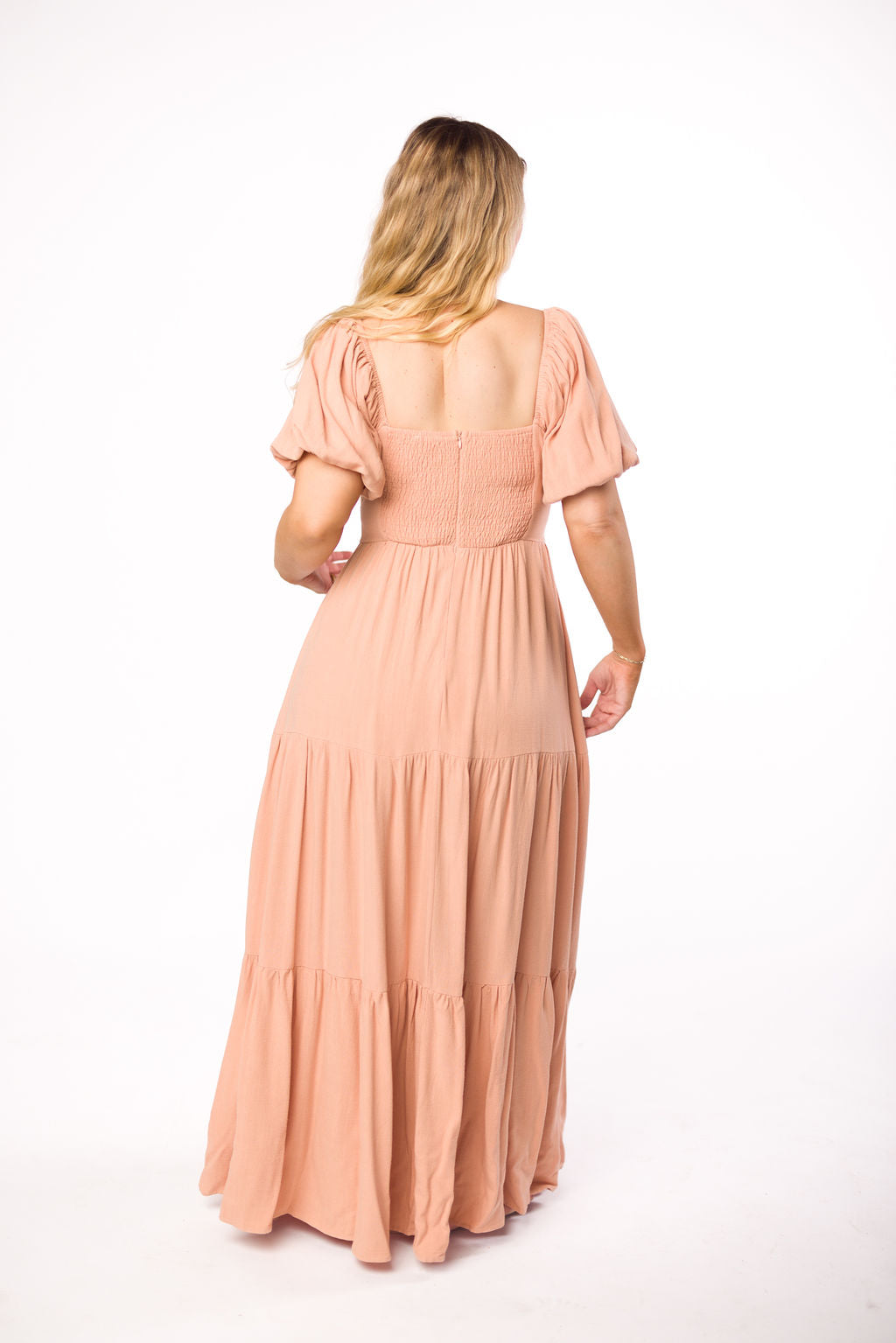 Genevieve Tiered Maxi Dress in Peach Clay - Flowy Summer Dress for Women, Beach Wedding Guest Outfit, Boho Chic Fashion