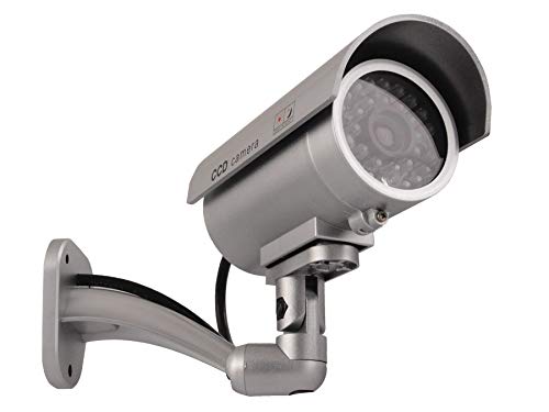 Maclean IR9000 Outdoor Security Camera - Dummy Alarm System with Waterproof LED Video Surveillance (Silver) | Ideal for Home, Office & Business Security Monitoring