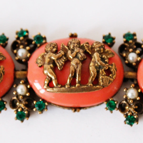 Faux Coral and Gold Bracelet for Women - Elegant Fashion Jewelry for Parties, Weddings & Everyday Wear