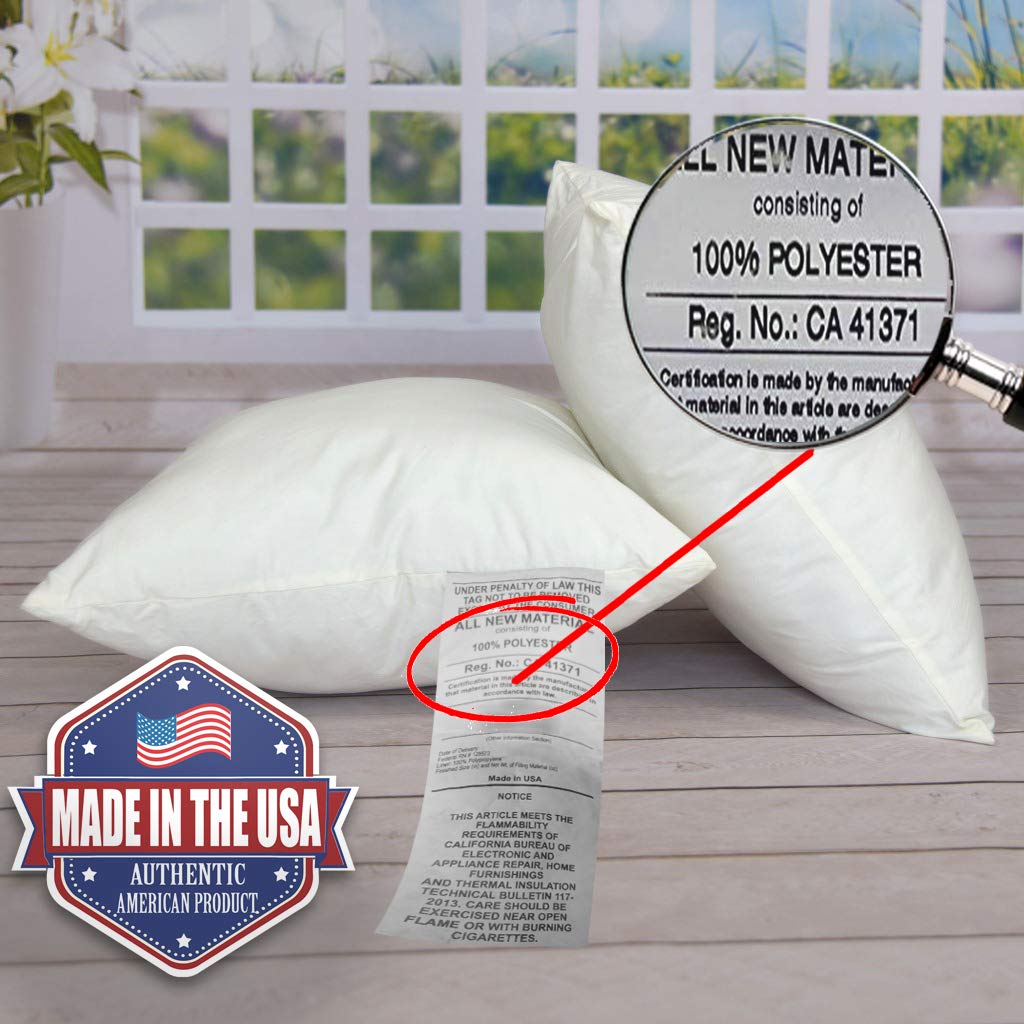 MSD 4 Pack 36x36 Inch Hypoallergenic Square Pillow Inserts - Standard White Polyester Decorative Euro Sham Stuffer for Sofa, Bed, Couch - Made in USA (Set of 4) - Machine Washable & Dryable - Perfect for Home Decor, Living Room & Bedroom Accents