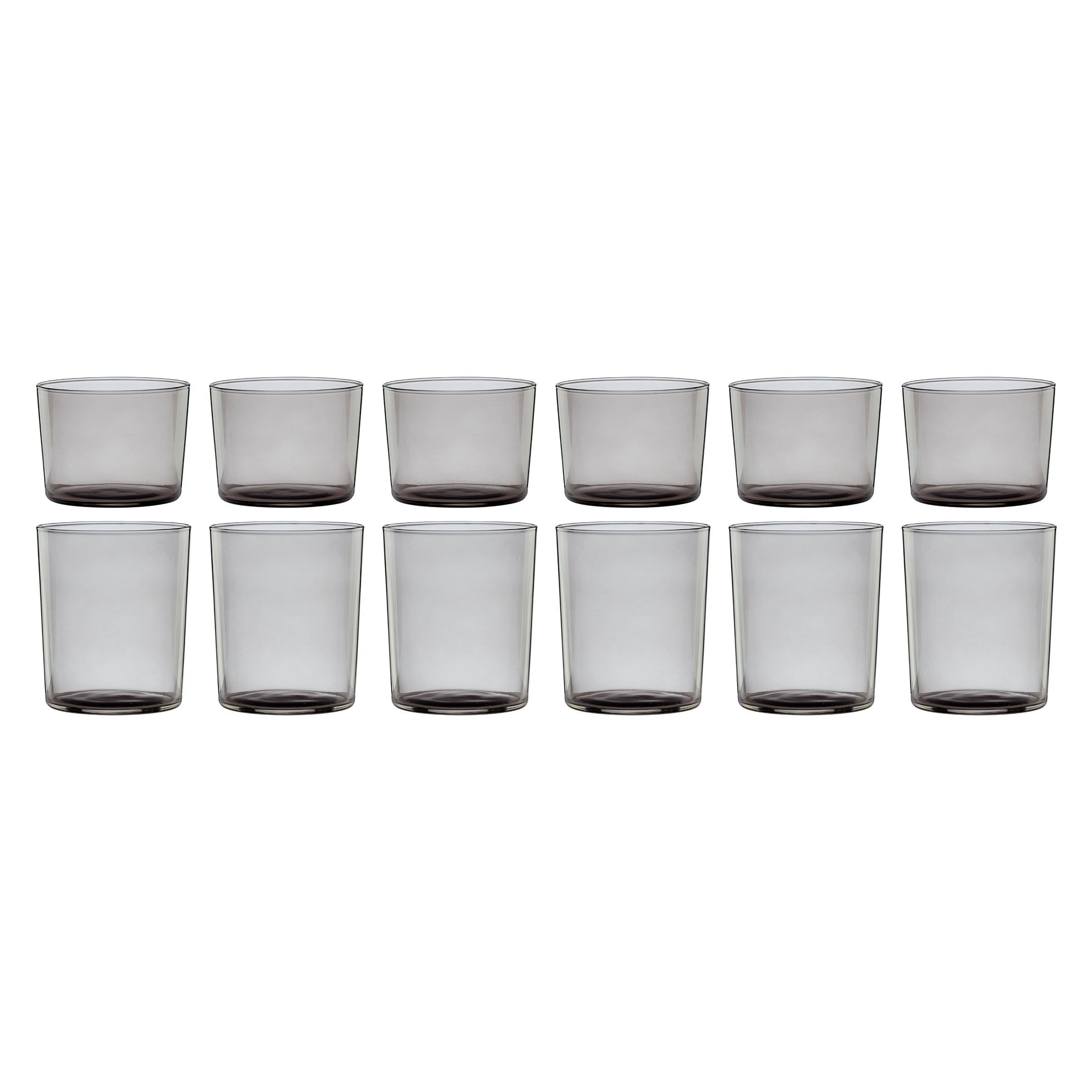 Stackable Smoke Short & Tall Glasses Set of 12 - Modern Barware for Cocktails, Beer & Iced Coffee - Perfect for Home Bars, Parties & Restaurants
