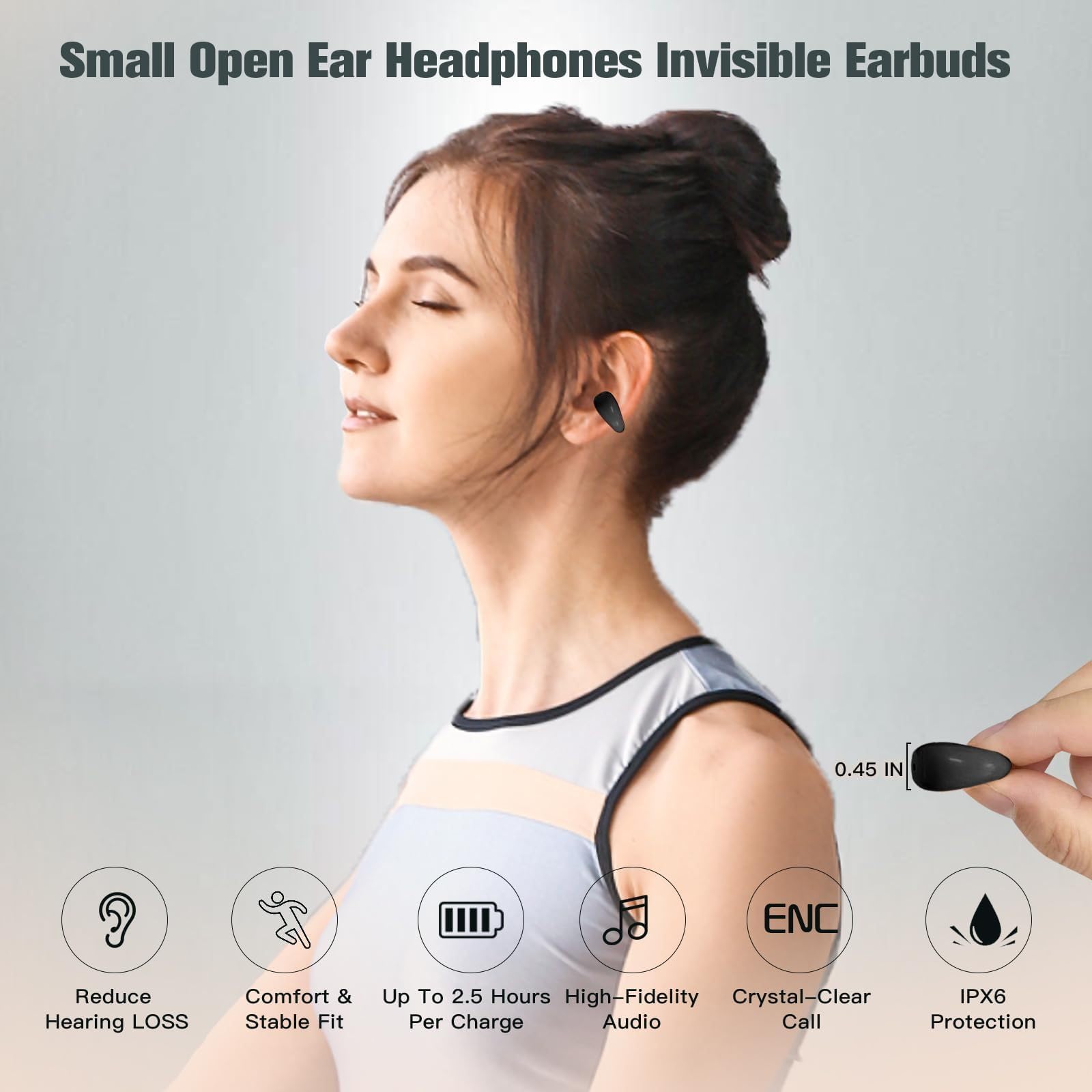 Wireless Bone Conduction Headphones - Open Ear Bluetooth Earbuds for Running, Cycling & Workouts - Sweatproof Sport Earphones with Secure Clip-On Design - Perfect for Gym, Jogging & Outdoor Activities