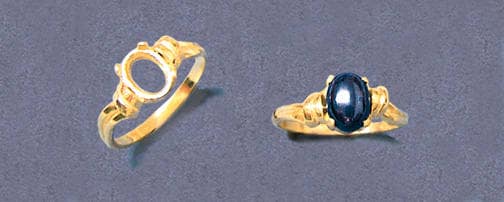 Solid Sterling Silver or 14kt Gold 6x4mm to 10x8mm Oval Cabochon Blank - Pre-Notched Ring Setting Size 7 (163 557/143 557) - Perfect for Jewelry Making, DIY Crafts, and Custom Ring Designs