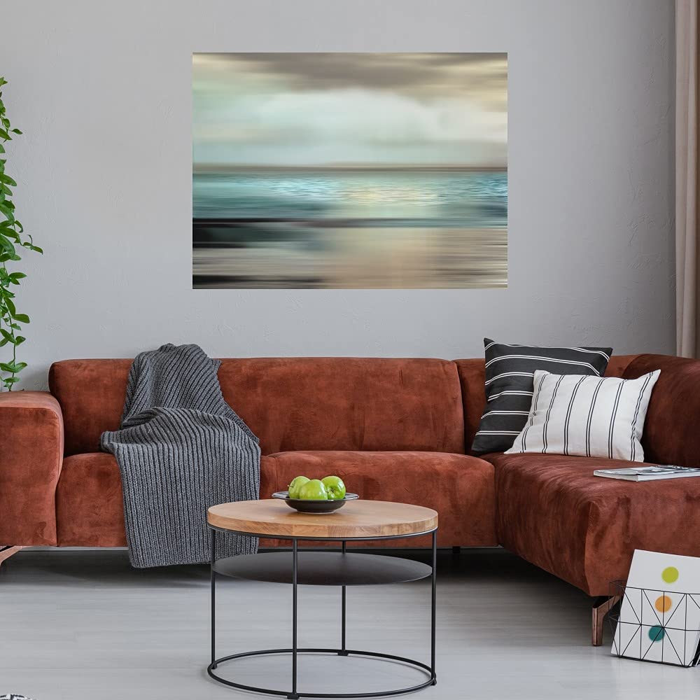 Shimmering Sea Fine Art Canvas Wall Decor - Hand Painted by Artist Nan - 32x24 Inches - Ready to Hang - Perfect for Living Room, Bedroom, Office & More - Coastal Home Decor for Beach Houses & Nautical Themed Spaces
