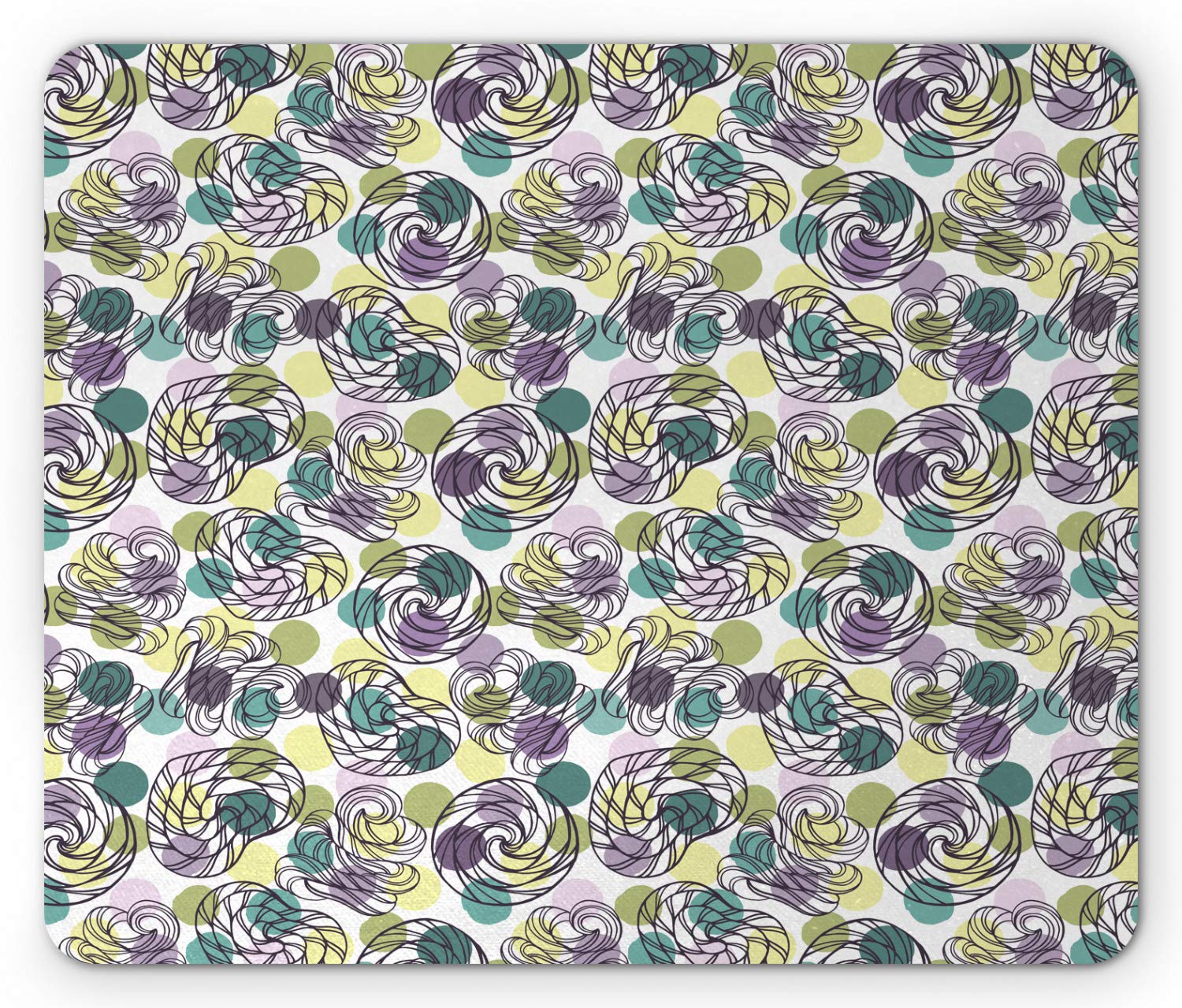 Ambesonne Abstract Mouse Pad - Non-Slip Rubber Gaming Mousepad with Outline Lollipop Candy Spiral Design on Pastel Polka Dot Background, Standard Size Rectangle Computer Mouse Mat for Office, Home & Gaming Setup