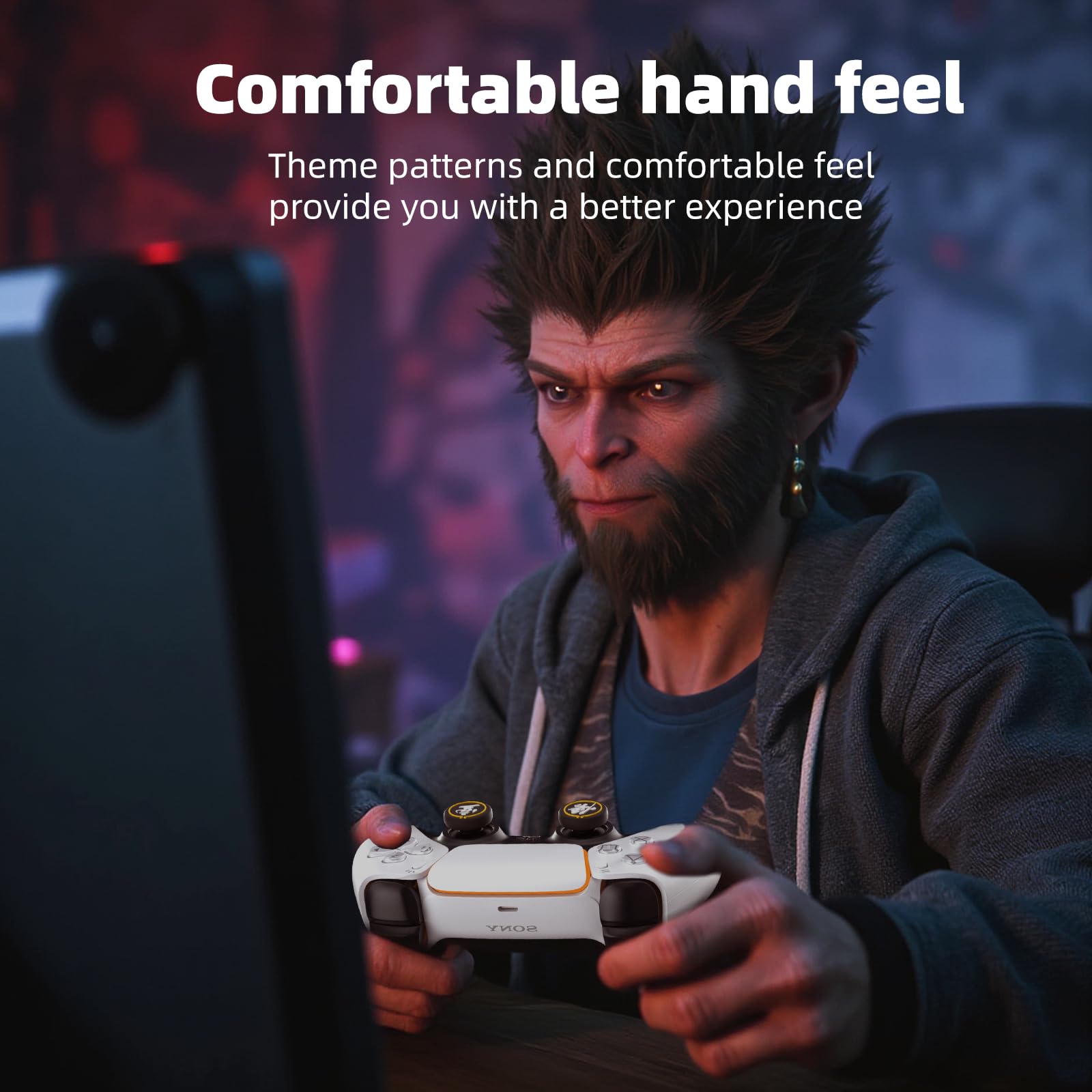ECHZOVE Switch Pro Thumb Grips - Compatible with PS5, PS4, Xbox - Black Myth Wukong for Gaming