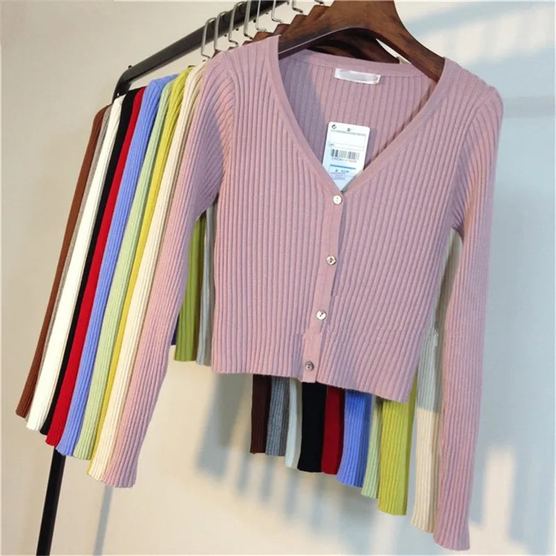 Patchwork Long Sleeve Button-Up Knit Sweater for Women - Cozy Fall & Winter Fashion - Perfect for Casual Outings and Office Wear