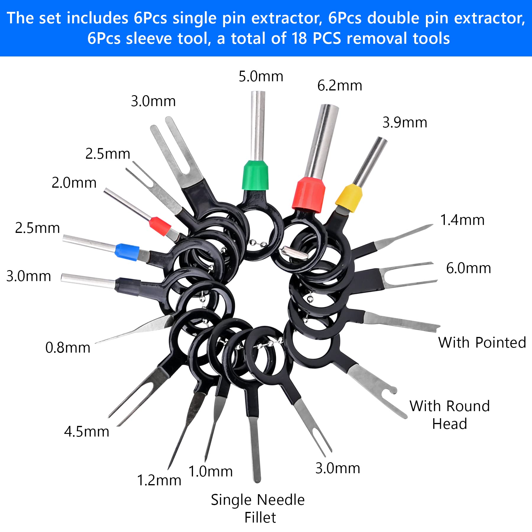 82pcs Terminal Removal Tool Kit - Wire Connector Pin Extractor Set for Electrical Wiring, Crimp Back Needle Removal Tools with Protective Bag | Ideal for Automotive, Electronics & DIY Repairs
