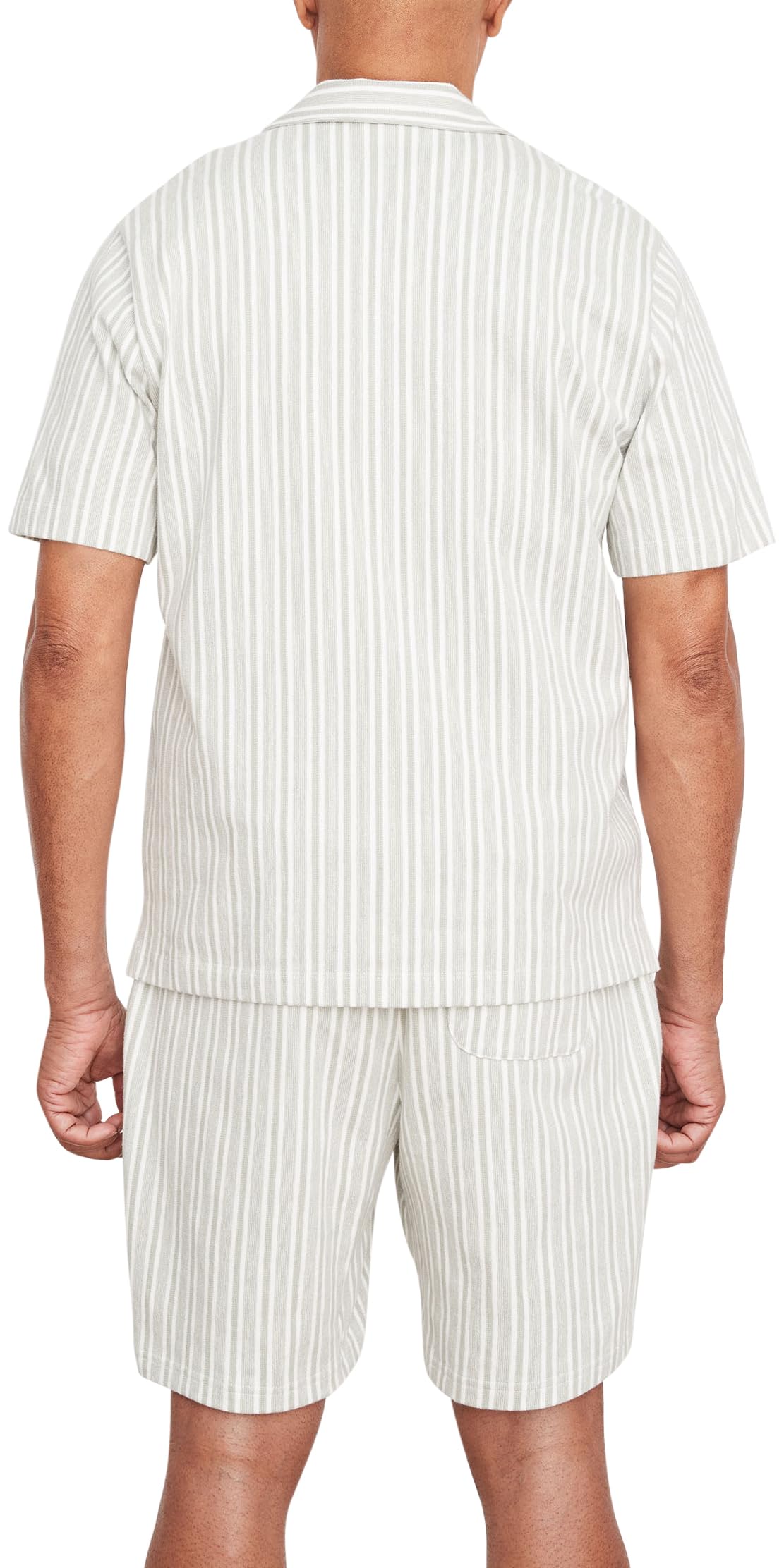Vince Men's Cabana Stripe Short Sleeve Button Down Shirt - Casual Summer Wear for Beach, Office & Outdoor Activities