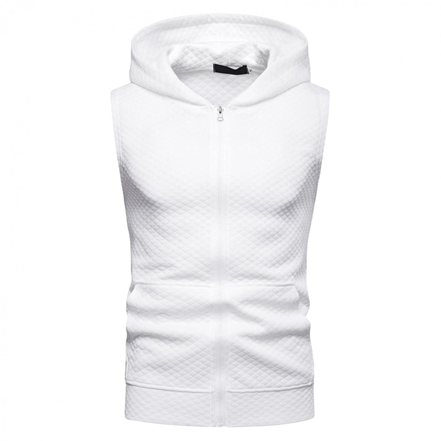 Big and Tall Men's Sleeveless Popover Hoodie Vest - Waffle Zip-Up Gym Workout Shirt for Active Lifestyles | Perfect for Running, Training & Outdoor Activities