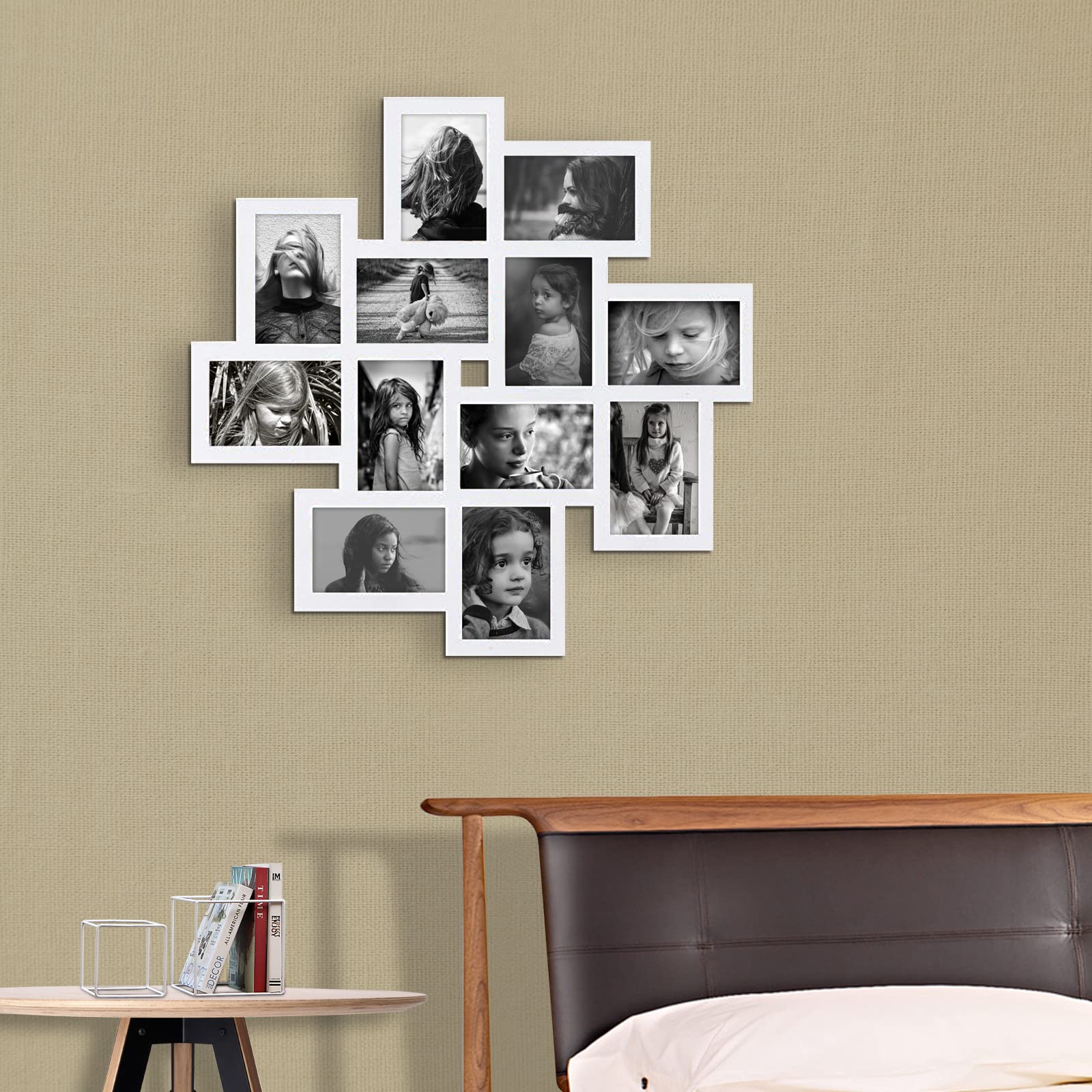 12 Opening Black & White Picture Frame Set for Wall Collage - 4x6 Inches Photo Frames | Family Memory Display, Home Decor, Living Room & Bedroom Wall Art