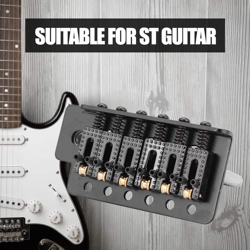 Premium Black Guitar Tremolo Bridge System - Roller Single Locking Vibrato Tailpiece for ST/Stratocaster Replacement | Perfect for Smooth Pitch Shifts & Stable Tuning in Rock, Blues & Metal Performances