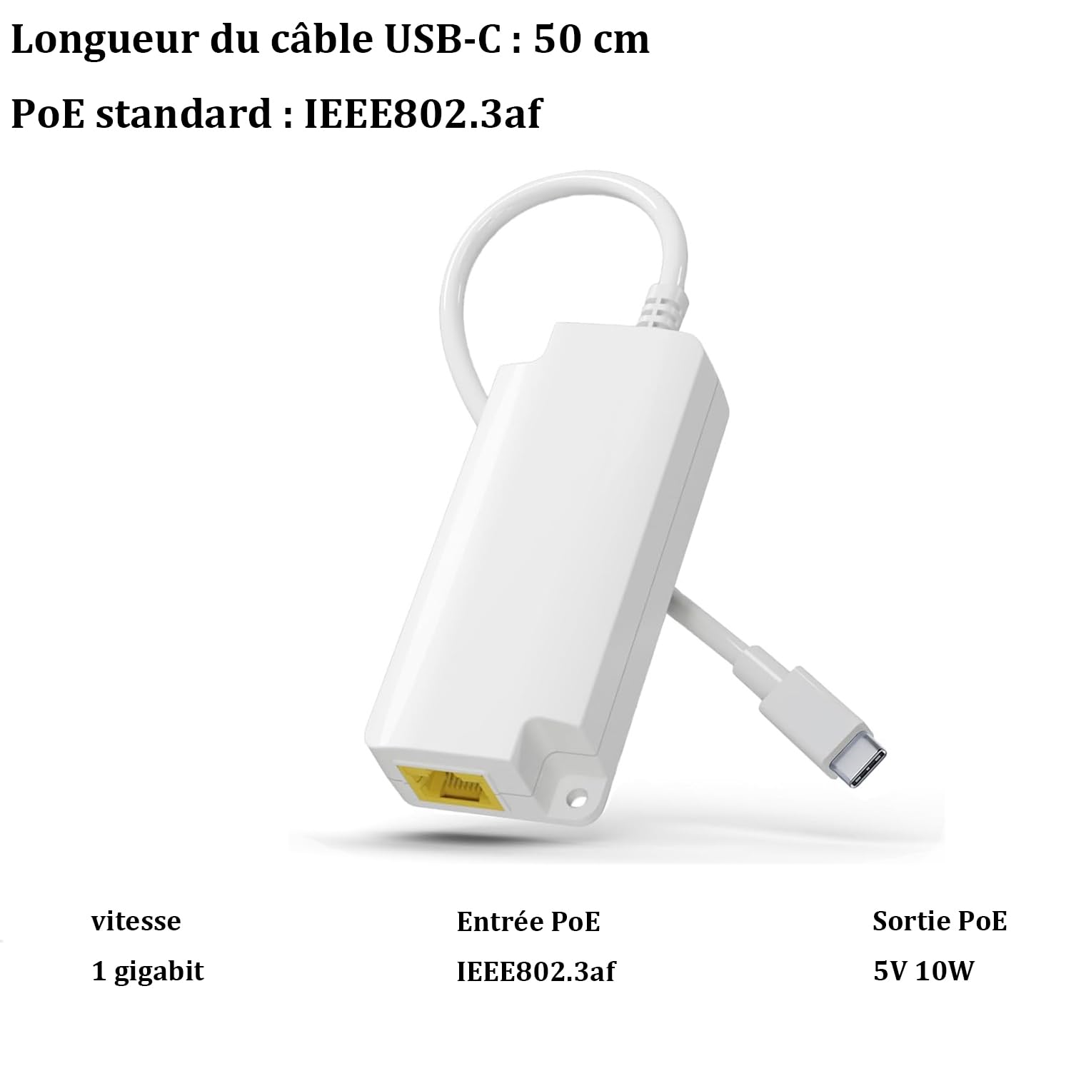PROCET PoE to USB C Adapter with IEEE802.3af Standard, 5V 2A Power & Gigabit Data Transfer for USB-C Tablets, iPad - Perfect for Office, Home & Remote Work Charging Solutions