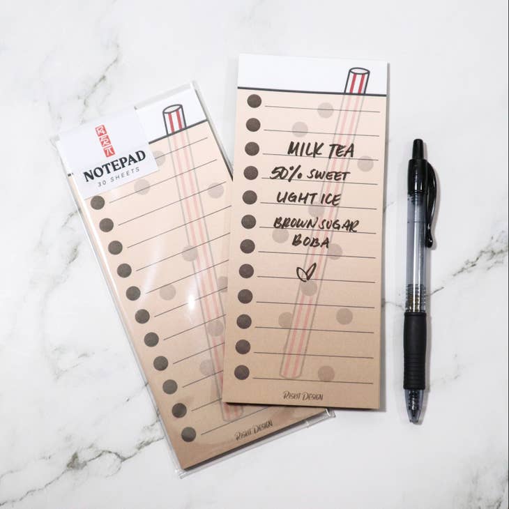 Boba List Notepad - Cute Bubble Tea Themed Notebook for Notes, To-Do Lists & Shopping - Perfect for Students, Office & Tea Lovers (50 Sheets) - Great for Journaling, Gift Ideas & Daily Planning