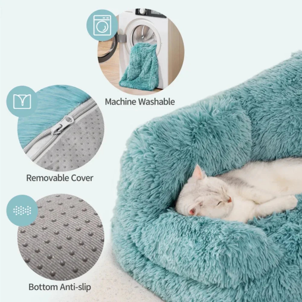 Fluffy Pet Sofa Bed for Dogs & Cats - Cozy Washable Pet Lounger for Small to Medium Pets - Perfect for Living Room, Bedroom, or Office
