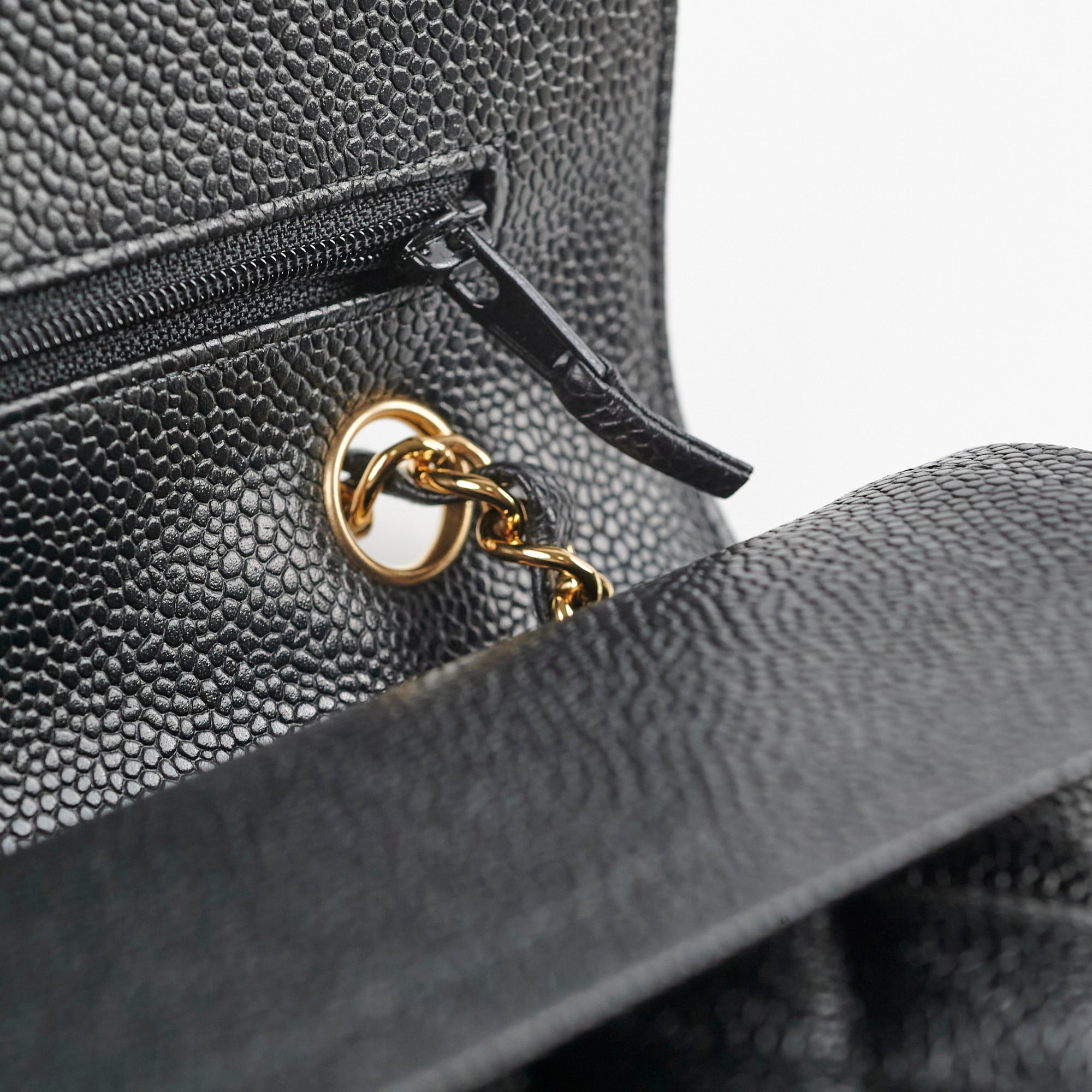 Chanel Medium/Large Double Classic Flap Bag in Black Caviar Leather - 31 Series | Luxury Handbag for Women, Perfect for Work, Evening Events & Everyday Use