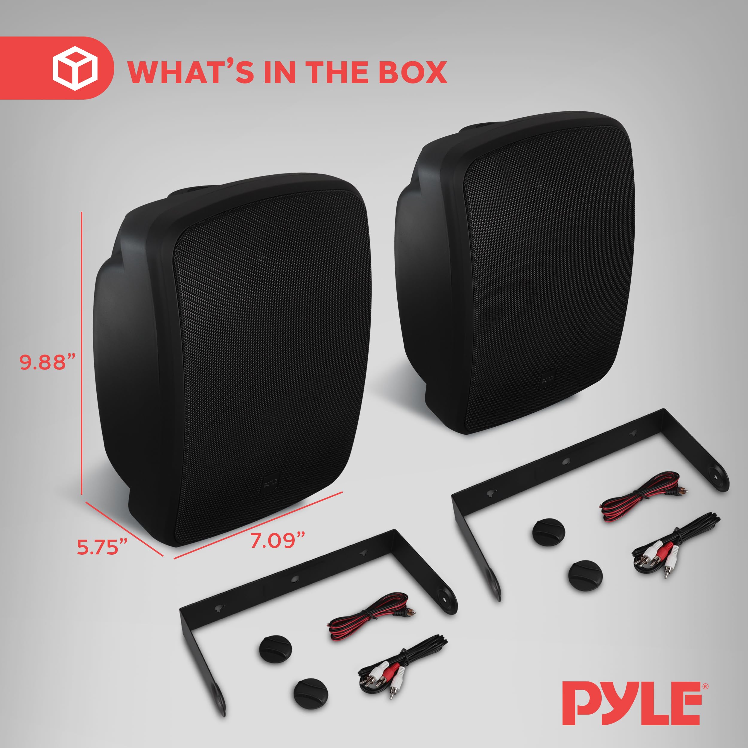 Pyle 5.25 Inch 2-Way Outdoor Waterproof Wireless Bluetooth Speakers - Heavy Duty Grill Cabinet Enclosure - Mountable Dual Speaker System (2 Pack, Black) - Perfect for Patio, Pool Party, Backyard & Outdoor Entertainment