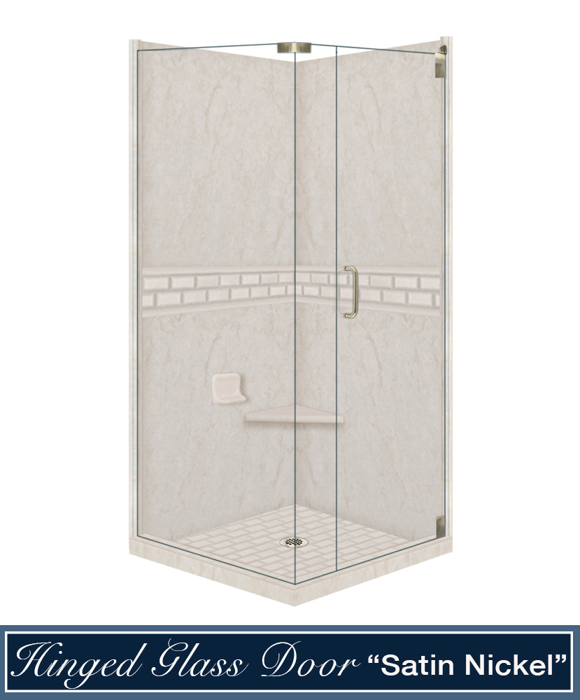 Rafe Marble Subway Corner Shower Kit - Waterproof Bathroom Shower Panel System for Modern Luxury Home & Spa Renovation