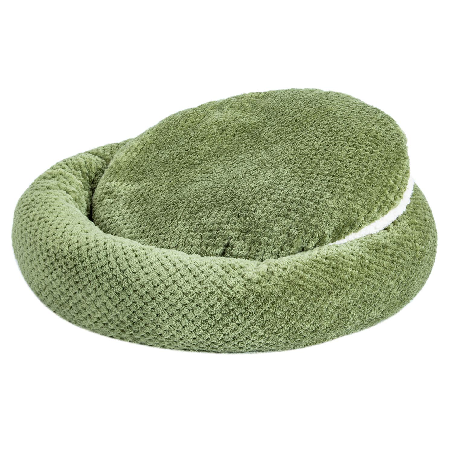 Premium WONDER MIRACLE Plush Pet Bed - Ultra Soft Dog & Cat Bed with Removable Cover, Machine Washable (24x24 Inch, Olive Green) - Perfect for Crates, Kennels & Home Comfort