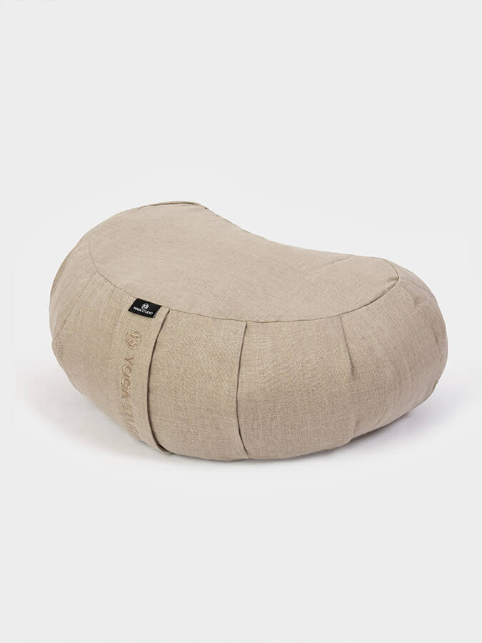 Organic Buckwheat Zafu Meditation Cushion - EU Certified, Crescent Shape with Linen Cover for Yoga, Meditation & Home Decor - Perfect for Yoga Studios, Zen Spaces & Mindful Living