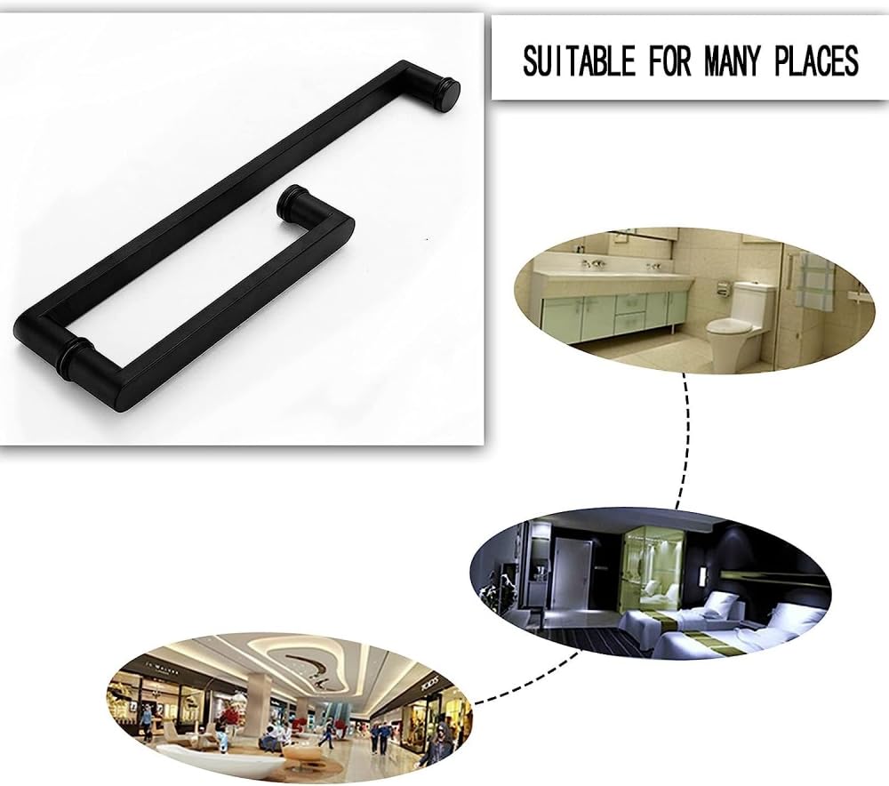Stainless Steel Shower Sliding Door Handle - Black Back to Back Shower Enclosure Knob for Sliding Barn Doors | Bathroom Accessories for Modern & Rustic Home Decor