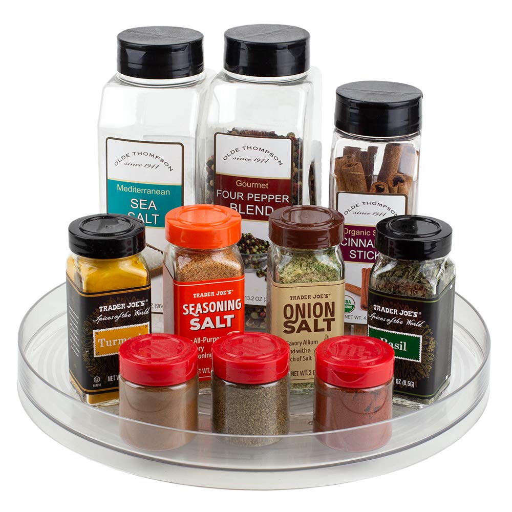 Clear 11.5-Inch Plastic Lazy Susan Turntable Organizer for Kitchen Countertop, Pantry & Spice Storage - Perfect for Easy Access to Cooking Ingredients, Makeup or Office Supplies