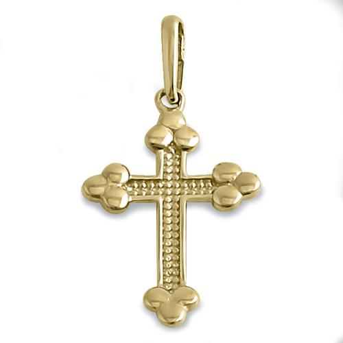 14K Yellow Gold Rustic Cross Pendant for Women - Dainty Religious Jewelry Gift for Baptism, Confirmation & Everyday Faith - Elegant Necklace for Church, Weddings & Special Occasions