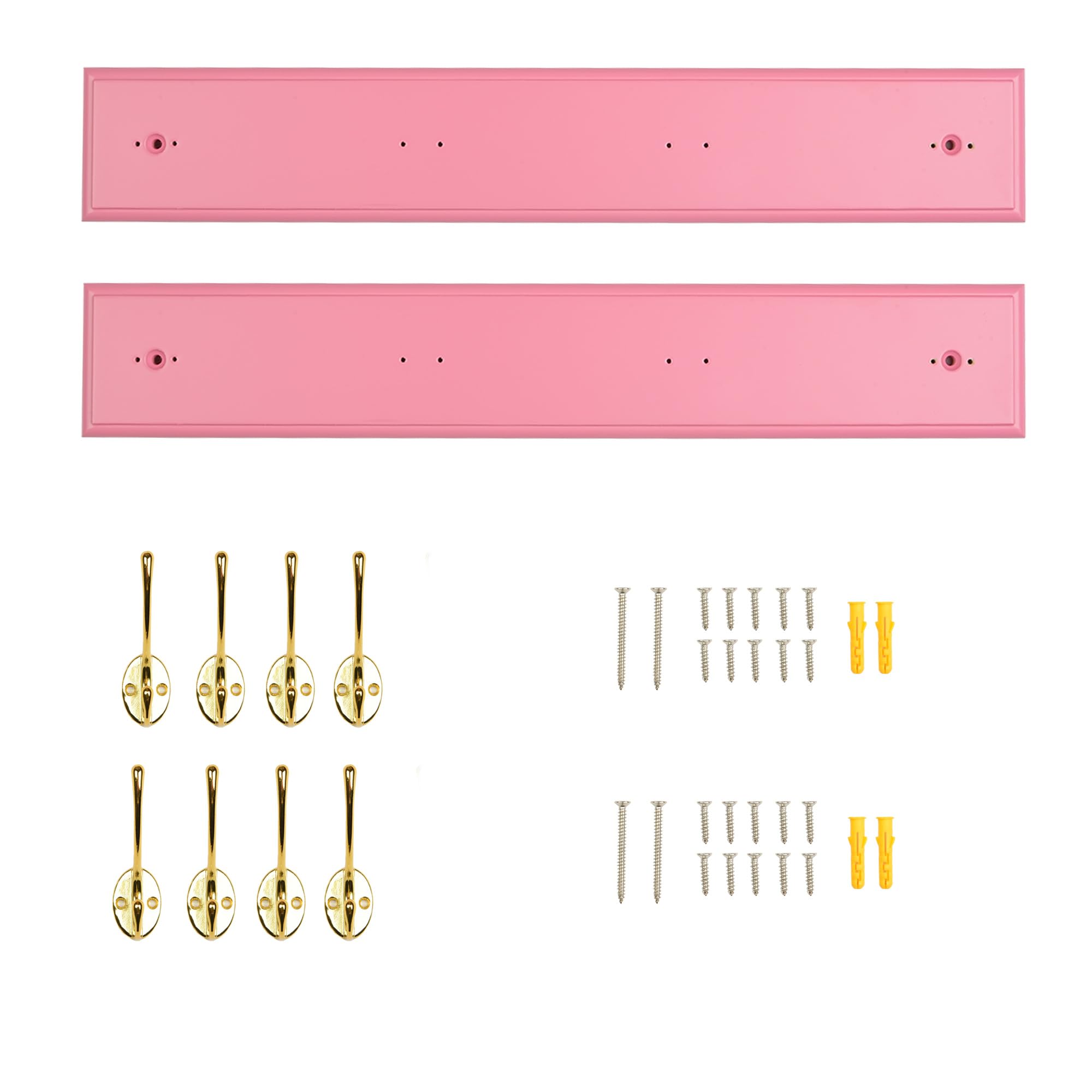17 Inch Wall Mount Bamboo Coat Rack with 4 Double Hooks - 2 Pack White | Perfect for Entryway, Bedroom & Bathroom Organization