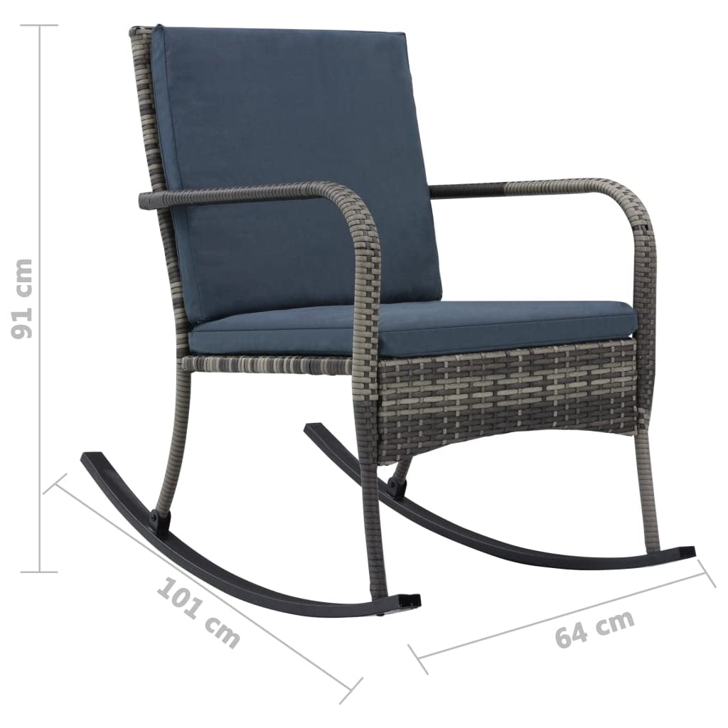 Outdoor Rocking Chair - Poly Rattan Garden Rocker Lounge Chair for Porch, Patio, Lawn & Backyard | Comfortable Recliner for Relaxing in Bistro, Garden or Outdoor Spaces | Durable Anthracite Wicker Furniture for Leisure & Sunbathing