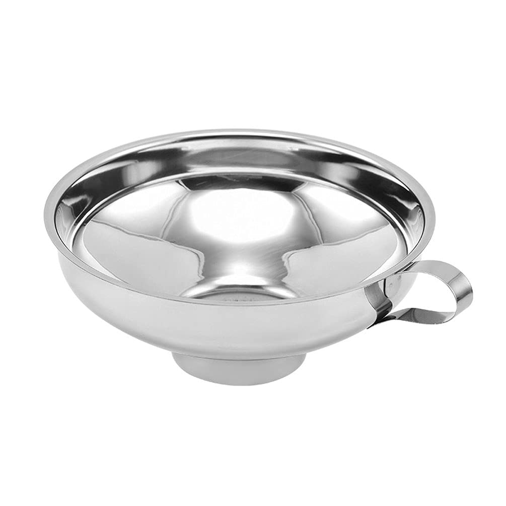 Premium Stainless Steel Canning Funnel with Ergonomic Handle - Wide Mouth Jar Funnel for Liquids, Sauces, and Wet Ingredients - Large Round Kitchen Tool for Home Canning, Brewing, and Food Preservation