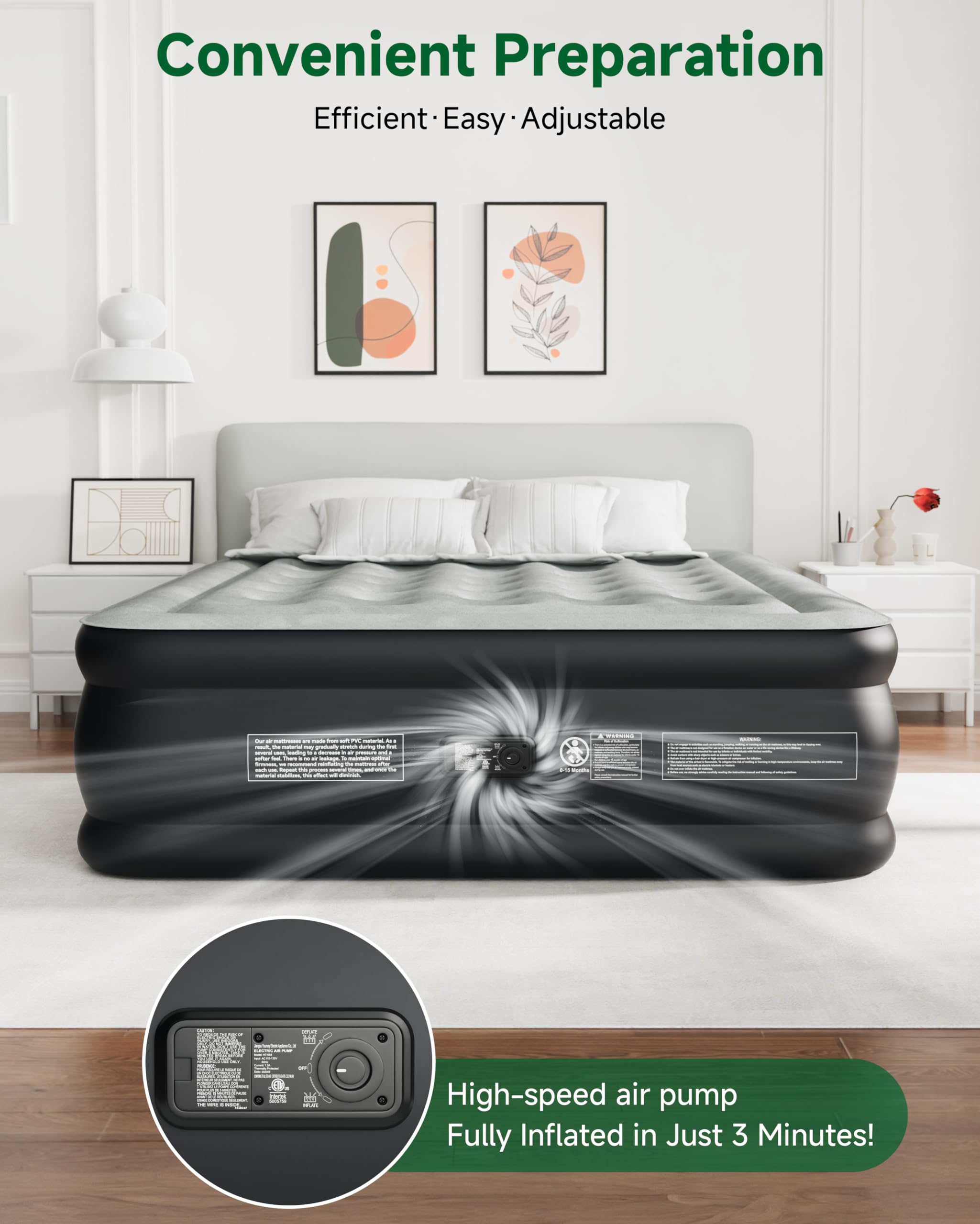 **Queen Air Mattress with Built-in Pump - 18