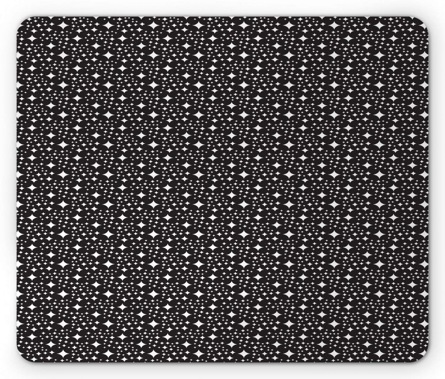 Ambesonne Art Deco Mouse Pad - Monochromatic Starry Ornamental Retro Pattern Non-Slip Rubber Mousepad, Standard Size (Charcoal Grey & White) for Office, Gaming & Home Computer Use