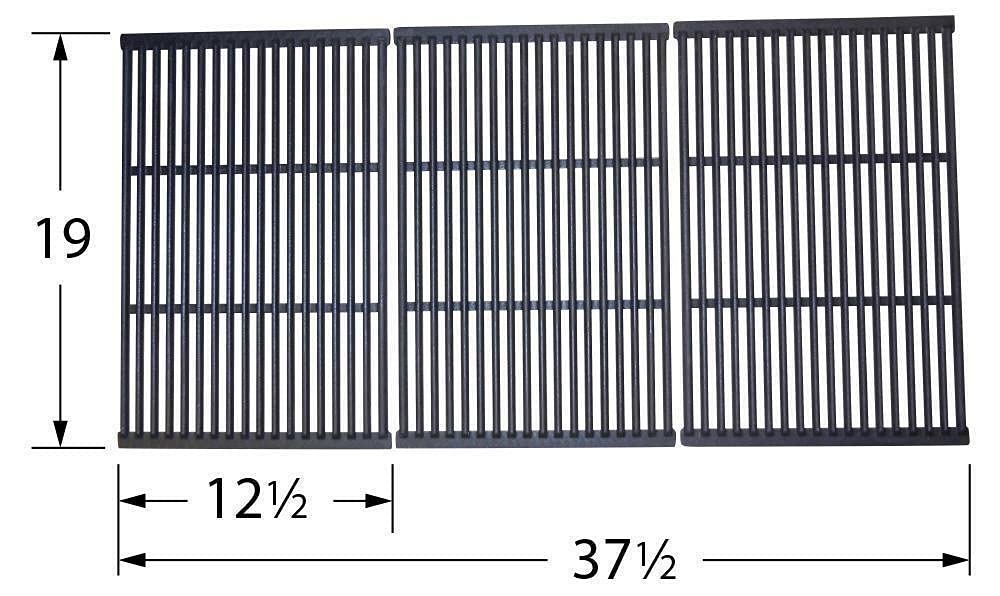 Music City Metals 66673 Matte Cast Iron Cooking Grid Replacement for Master Forge GR1008-015039 Gas Grill - Set of 3 | Durable Grill Grates for BBQ, Grilling Steaks & Outdoor Cooking