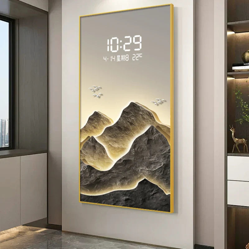 Digital Mountain Scenery Wall Clock - Silent Non-Ticking Modern Decor for Living Room, Bedroom & Office - Perfect for Nature Lovers & Home Décor