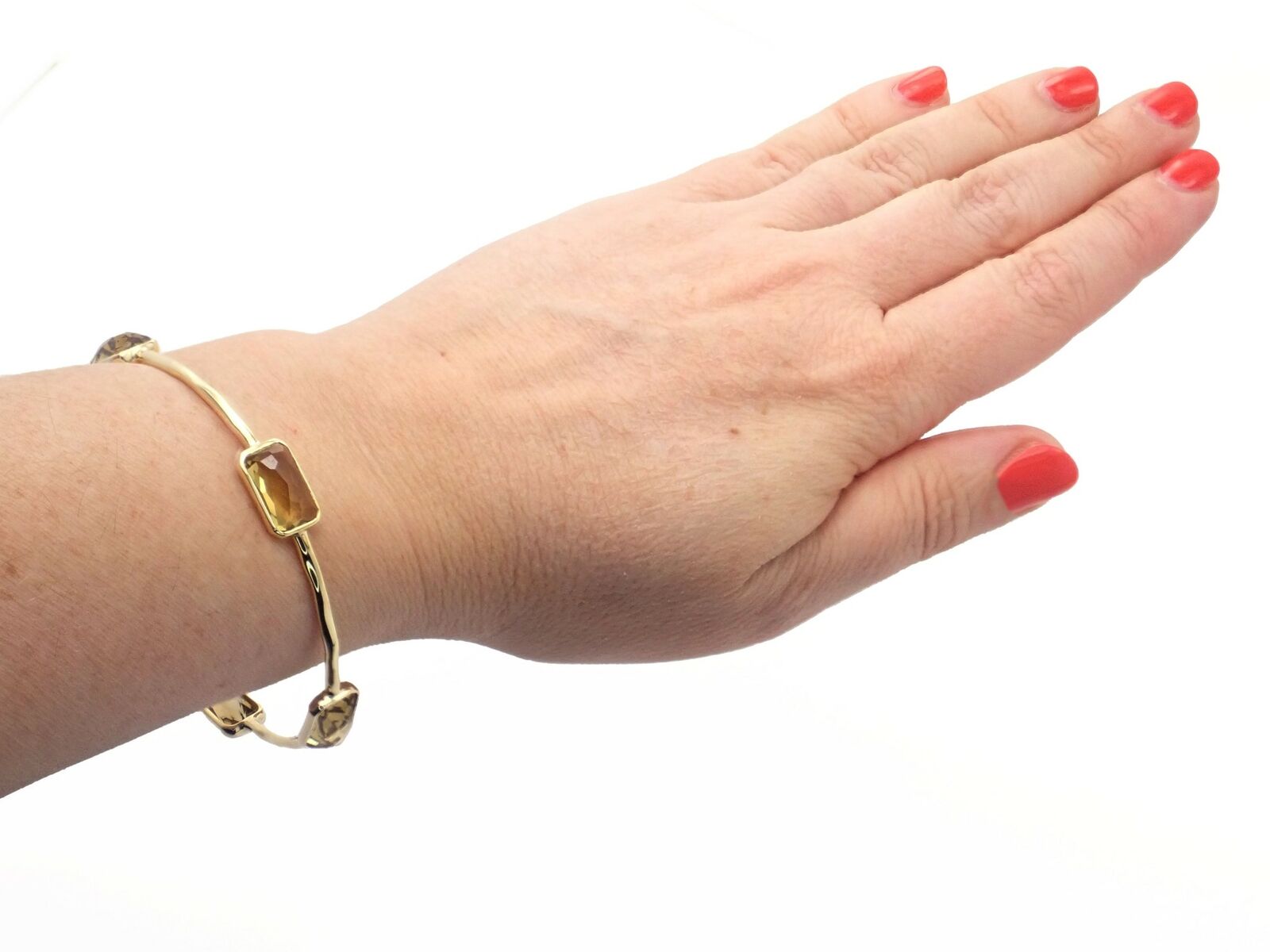 Authentic Ippolita 18k Yellow Gold Rock Candy Bracelet with 5 Smoky Topaz Stones - Luxury Jewelry for Women, Perfect for Parties, Weddings & Special Occasions