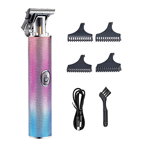 Professional T9 Cordless Hair Clipper for Men - USB Rechargeable Hair Trimmer, Beard Trimmer & 0mm Razor Shaver with Adjustable Blades (Pink) - Perfect for Home Haircuts, Beard Grooming & Travel Use